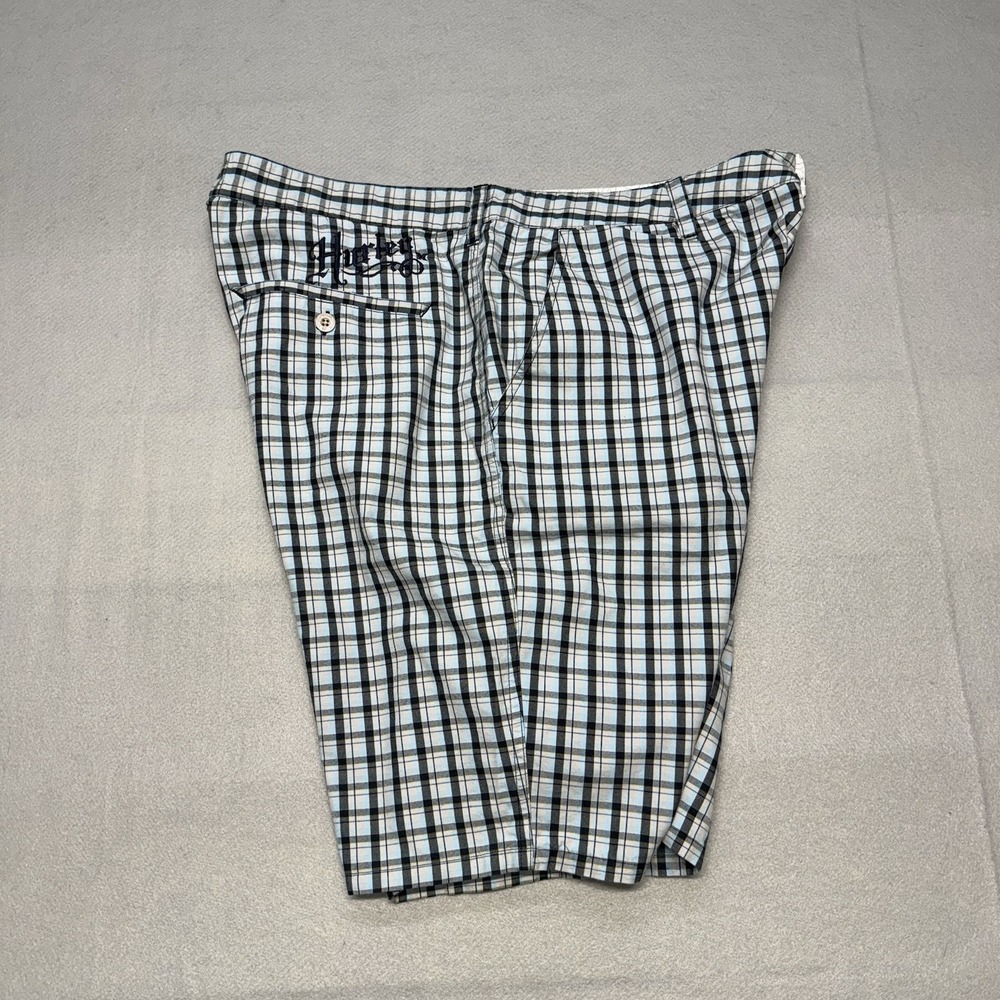 Hurley Plaid Walk Shorts Mens 38 Blue Surf Skater Embroidered Y2K Grunge - Picture 17 of 17
